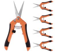 HAKZEON 4 PCS 6.5 Inch Bud Trimming Scissors, Professional Stainless Steel Gardening Pruning Shears, Gardening Hand Pruners for Easy Pruning Garden Tree Pot Plant Flowers, Orange