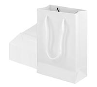 HAKZEON 40 Pack White Glossy Cardpaper Bags with Rope Handles, 19x13x6cm Multipurpose Gift Bags for Party Favors Christmas