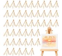 HAKZEON 40 PCS Mini Easel Stands, 15x8cm Wooden Display Easel, Adjustable Triangle Easels for Tabletop Displaying, Painting and Decorating