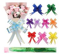 HAKZEON 400 Pcs Mini Pull Bows for Gift Wrapping, Rainbow Ribbon Pull Bows, 10 Colors Present Pull Bows Knot Ribbon Pull String Bows for Christmas New Year Thanksgiving Ornament, Assorted Colors