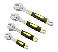 HAKZEON 4PCS Adjustable Spanner Set with Soft Grip, 15.5cm 20cm 26cm 31cm Adjustable Wrench, Multifunctional Carbon Steel Spanners for Mechanical Plumbing Works