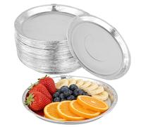 HAKZEON 50 Pack 30cm Large Aluminium Foil Serving Trays, 12 Inch Foil Pizza Platters, Multifunctional Round Baking Trays for Gatherings, Wedding Receptions and Business Functions