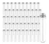 HAKZEON 50 PCS 40ml Plastic Test Tube with Caps, 140 x 25 mm Clear Test Tubes with 50 Seal Protection Sheets for Scientific Experiments, Plant cultivation, Party Decoration, Candies Salt Container