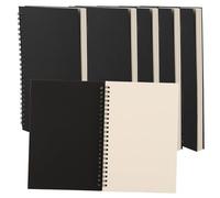 HAKZEON 6 Pack 100gsm A5 Sketchbook, 60 Sheets/120 Pages Black Kraft Cover Spiral Bound Sketchbook, Blank Sketch Pad for Memos, Painting, Writing, Drawing, Travel