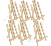 HAKZEON 6 Pack 30 CM Wooden Tabletop Easel, Mini Easel with Movable Bar, Adjustable Wood Easel Stand for Paintings, Drawings, Framed Photos, Signs