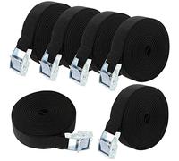 HAKZEON 6 Pack 5m x 25mm Tie Down Lashing Straps, Adjustable Heavy Duty Tensioning Belts Lashing Straps, Cam Buckle Tie Down Strap for Bicycle Carrier Cargo Trailer Car Luggage, Black