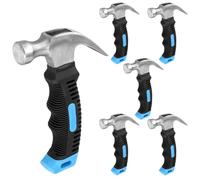 HAKZEON 6 Pack 8oz Small Claw Hammer, Blue Stubby Mini Hammer with Non-Slip Handle for Home and DIY