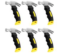 HAKZEON 6 Pack 8oz Small Claw Hammer, Stubby Mini Pin Hammer Nails Tool with Non-Slip Handle for Picture Hanging, Home, DIY, Yellow