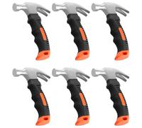 HAKZEON 6 Pack 8oz Small Hammer, Mini Claw Hammer Set, Stubby Pin Hammer Nails Tool with Non-Slip Handle for Picture Hanging, Home, DIY, Red