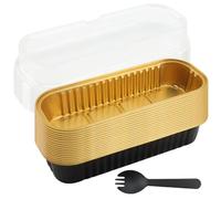 HAKZEON 60 Set 180PCS Black Aluminum Foil Mini Loaf Pans with Lids Accessories, 6.8oz 200ml Rectangle Loaf Foil Tin Liners, Aluminum Bread Container for Baking Brownie Cake Bread