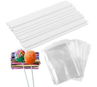 HAKZEON 600 Pcs Cake Pop Making Kit, 200 Pcs 6 Inch Cake Pop Sticks 200 Pcs Clear Cake Pop Bags and 200 Pcs Twist Ties, Cake Pop Wrappers for Lollipop Candy Chocolate Cookie Wrapping