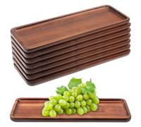 HAKZEON 8 PCS 29x10.5x1.5cm Acacia Wooden Platter Trays, Rectangle Wood Food Platter, Wooden Rectangle Serving Tray for Serving Food, Beverages, Coffee, Tea, Desserts