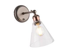 Netlighting Hal Metal Wall Lamp Aged Pewter, Aged Copper Plate