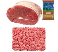 Halal Beef Brisket and Mince 1kg with Rajah Beef Seasoning - Fresh Halal Meat Pack - Tender Brisket and Juicy Mince for Roasting, BBQ and Everyday Cooking
