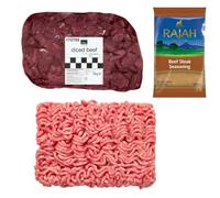 Halal Everyday Beef Pack: 1kg Mince, 1kg Diced & Rajah Seasoning
