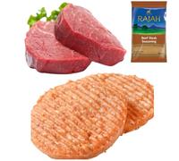 Halal Fillet Steak & Beef Burger 1kg with Rajah Seasoning - Premium Tender Fillet Cuts & Juicy 100% Beef Burgers | Butcher’s Quality Halal Meat for Grilling, BBQ & Everyday Meals