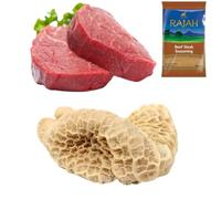 Halal Fillet Steak & Beef Tripe 1kg with Rajah Beef Seasoning - Premium Tender Fillet & Traditional Tripe | Butcher’s Quality Halal Meat for Stews, Curries & Home Cooking