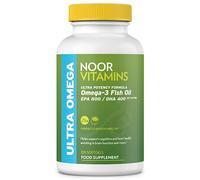 Halal Fish Oil, Halal Vitamins, Fish Oil Halal by Noor Vitamins, Ultra Omega 3 Wild Peruvian Fish Oil (800 mg EPA & 400 mg DHA) Heart, Brain & Joint Support, Non-GMO & Gluten Free (120 Count)