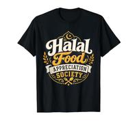 Halal Food Appreciation Society Funny Muslim Islamic Value Graphic T-Shirt, Men, Black, S