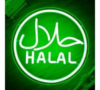 Halal Neon Signs for Wall Decor Dimmable Led Green Restaurant Neon Light Signs for Beef Chicken Candy Snack,Halal Hanging Door Sign Light