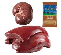Halal Offal Beef Pack: 1kg Liver, 1kg Kidney & Rajah Seasoning
