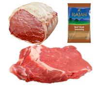 Halal Roast Beef Bundle | 1kg Topside & 1kg Shoulder with Rajah Seasoning | Premium Halal Pack for Roasting, Curries & BBQ | Tender, Juicy & Flavorful Cuts