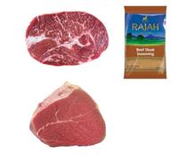 Halal Slow Cook Beef Pack: 1kg Chuck Steak and 1kg Silverside Joint with Rajah Beef Seasoning - Fresh Halal Meat for Roasting, Stews and Braised Dishes