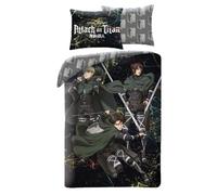 Halantex Attack On Titan Bed Set Attack on Titan - Duvet Cover 140 x 200 cm with Pillowcase 70 x 90 cm - 100% Polyester Multi-Coloured