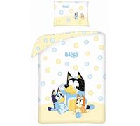 Halantex BLUEY with BINGO Bandit Dogs - Cot size Bed Set 100 x 135 cm, 100% Oeko-Tex Cotton - Multi-Coloured