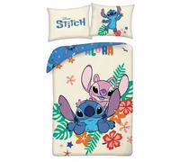 Halantex STICH and Angel Bedding Set - Lilo and Stitch - Reversible Duvet Cover 140 x 200 cm and Pillowcase 70 x 90 cm - Multi-Coloured - 100% Cotton