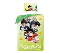 Halantex Dragon Ball Z Single Duvet Cover Set - Reversible Green Anime Bedding Set for Kids | Super Soft Microfibre | Includes 1 Duvet Cover & Pillowcase | Goku Vegeta DBZ Boys Bedroom Decor (Single)