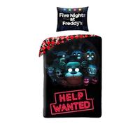 Halantex FIVE NIGHTS at FREDDY'S Bed Linen Set, HELP WANTED - Reversible duvet cover 140 x 200 cm with pillowcase 70 x 90 cm - 100% Polyester, Multi-Colour FNAF