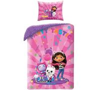 Halantex Gabby's Dollhouse Dolls Party Tastic with Kittens - Baby Cot Set 100 x 135 cm, 100% Oeko-Tex Cotton - Multi-Coloured