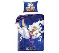 Halantex GEAR5 Monkey D. Luffy One Piece Bed Set - Duvet Cover 140 x 200 cm with Pillowcase 70 x 90 cm - 100% Cotton Oeko-Tex - Blue