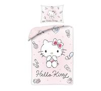 Halantex Hello Kitty Bedding Set Duvet Cover 140 x 200 cm + Pillowcase 70 x 90 cm Reversible 100% Polyester Pink