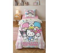 Halantex Hello Kitty e Amici - Duvet Cover 140 x 200 cm + Pillowcase 70 x 90 cm - Reversible - 100% Polyester - Multi-Coloured