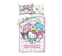 Halantex Hello Kitty e Amici - Duvet Cover 140 x 200 cm + Pillowcase 70 x 90 cm - Reversible - 100% Polyester - Multi-Coloured