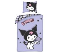 Halantex Hello Kitty Kuromi - Duvet Cover 140 x 200 cm + Pillowcase 70 x 90 cm - Reversible - 100% Polyester - Purple