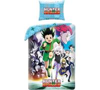 Halantex Hunter X Hunter - Gon Killua Kurapika - Reversible Duvet Cover Set 140 x 200 cm and Pillowcase 70 x 90 cm - Multicoloured - 100% Microfibre