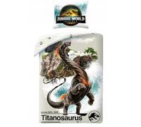 Halantex Jurassic World Children's Bedding Set - Duvet Cover 140 x 200 cm + Matching Pillowcase - 100% Polyester Microfibre - Titanosaurus Design