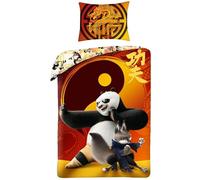 Halantex KUNG FU Panda Warriors PO and ZHEN Bed Set - Duvet Cover 140 x 200 cm with Pillowcase 70 x 90 cm - 100% Cotton Multi-Coloured