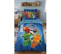 Halantex Lego Ninjago Reversible Bedding Set, Duvet Cover 140 x 200 cm + Pillowcase 65 x 65 cm, Blue