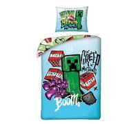 Halantex Minecraft Boom Bedding Set, 100% Cotton, Reversible Duvet Cover 140 x 200 cm + Pillowcase