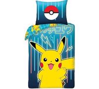 Halantex Pikachu Reversible Bedding Set, Pokemon Duvet Cover 140 x 200 cm + Pillowcase 65 x 65 cm