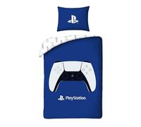 Halantex PlayStation Single Duvet Cover Set - Reversible Blue Gaming Bedding for Kids & Teens | Soft Microfibre Quilt Cover & Pillowcase | Official PlayStation Gamer Bedroom Decor (Single)