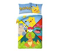Halantex Pokemon Bedding Set, 100% Cotton, Reversible Duvet Cover 140 x 200 cm + Pillowcase 70 x 90 cm