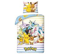 Halantex Pokemon Pikachu and Friends Bed Linen Set Duvet Cover 135 x 200 cm + Pillowcase 80 x 80 cm Oeko-Tex German Standard Size POK 9820