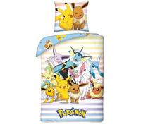 Halantex Pokemon Pikachu and Friends Bedding Set Duvet Cover 135 x 200 cm + Pillowcase 80 x 80 cm Oeko-Tex German Standard Size POK 9820