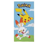 Halantex POKEMON PIKACHU and SCORBUNNY - Beach Towel Beach Bath Towel - 100% cotton - Size 70x140 cm - POK-491T