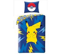 Halantex Pokemon Pikachu Bedding Set, 100% Cotton, Reversible Duvet Cover 140 x 200 cm + Pillowcase 65 x 65 cm